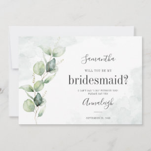 Werden Sie meine Bridesmaid Eukalyptus Watercolor  Einladung