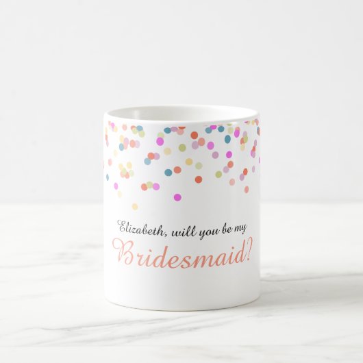 Werden Sie meine Bridesmaid Festive Confetti Tasse (Mittel)