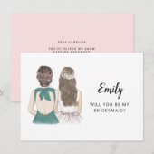 Werden Sie meine Bridesmaid-Flachkarte sein? Einladung (Vorne/Hinten)