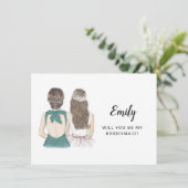 Werden Sie meine Bridesmaid-Flachkarte sein? Einladung (Stehend Vorderseite)