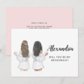 Werden Sie meine Bridesmaid-Flachkarte sein? Einladung (Vorne/Hinten)