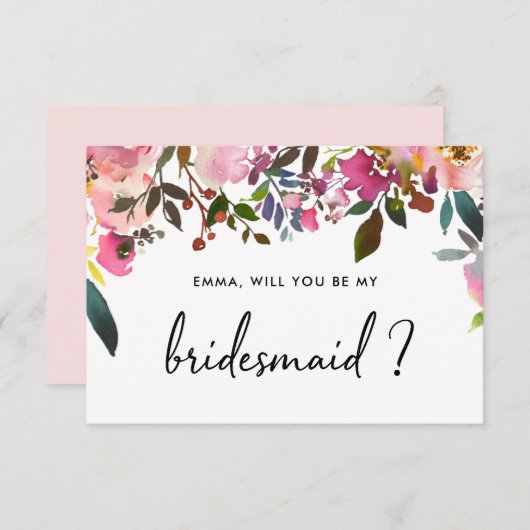 Werden Sie meine Bridesmaid-Flachkarte sein? Einladung (Vorne/Hinten)