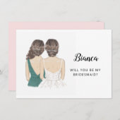 Werden Sie meine Bridesmaid-Flachkarte sein? Einladung (Vorne/Hinten)