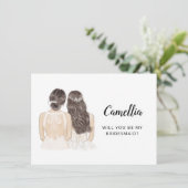Werden Sie meine Bridesmaid-Flachkarte sein? Einladung (Stehend Vorderseite)