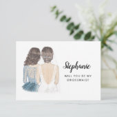 Werden Sie meine Bridesmaid-Flachkarte sein? Einladung (Stehend Vorderseite)