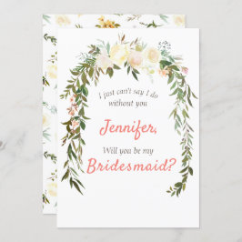 Werden Sie meine Bridesmaid Floral Elfenbeinkorall Einladung