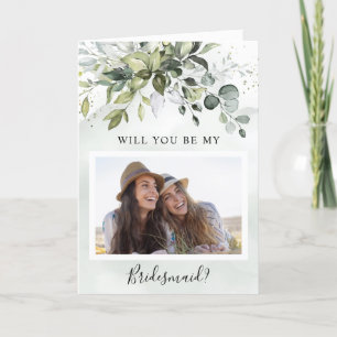 Werden Sie meine Bridesmaid Foto Greenery Rustic Karte