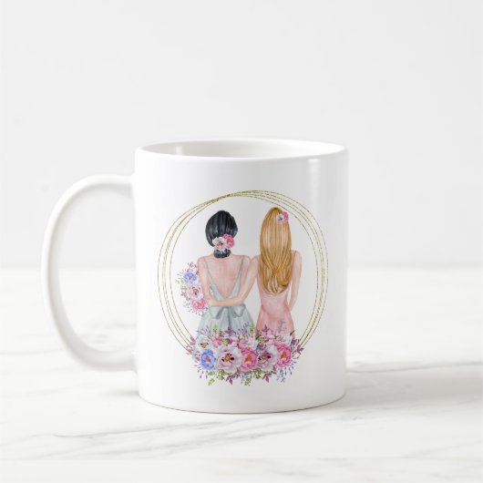 Werden Sie meine Bridesmaid Girls Blonde Brünett s Kaffeetasse (Links)