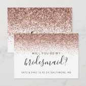 Werden Sie meine Bridesmaid Glitzer Confetti Rose  Einladung (Vorne/Hinten)