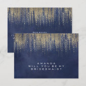 Werden Sie meine Bridesmaid Gold Blue Navy sein? Einladung (Vorne/Hinten)