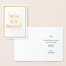 Werden Sie meine Bridesmaid Gold Foil Card sein? Folienkarte