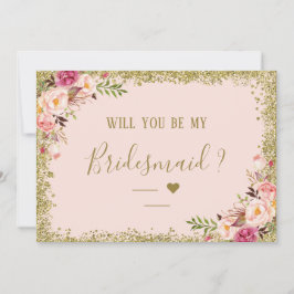Werden Sie meine Bridesmaid Gold Glitzer Floral Einladung