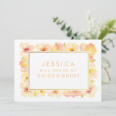 Werden Sie meine Bridesmaid Gold Pfirsiche & Creme Einladung (Stehend Vorderseite)