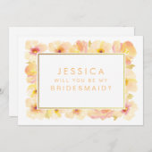 Werden Sie meine Bridesmaid Gold Pfirsiche & Creme Einladung (Vorne/Hinten)