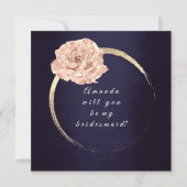 Werden Sie meine Bridesmaid Gold Rose Blue Navy Wh Einladung (Vorderseite)