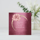 Werden Sie meine Bridesmaid Gold Rose Burgund Wrea Einladung (Stehend Vorderseite)