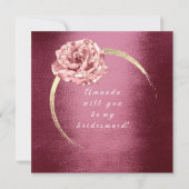 Werden Sie meine Bridesmaid Gold Rose Burgund Wrea Einladung (Vorderseite)