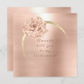 Werden Sie meine Bridesmaid-Gold-Rose sein Pfirsic Einladung (Vorne/Hinten)