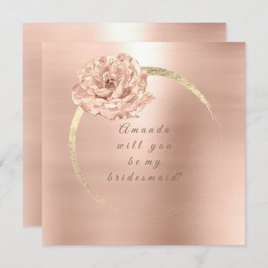 Werden Sie meine Bridesmaid-Gold-Rose sein Pfirsic Einladung (Vorne/Hinten)