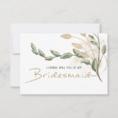 Werden Sie meine Bridesmaid Gold Sage Green Floral (Vorderseite)