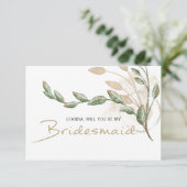 Werden Sie meine Bridesmaid Gold Sage Green Floral (Stehend Vorderseite)