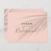Werden Sie meine Bridesmaid Golden Hour Pink Card  Ankündigungspostkarte (Vorne/Hinten)