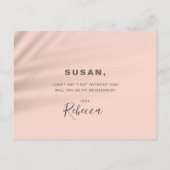 Werden Sie meine Bridesmaid Golden Hour Pink Card  Ankündigungspostkarte (Rückseite)