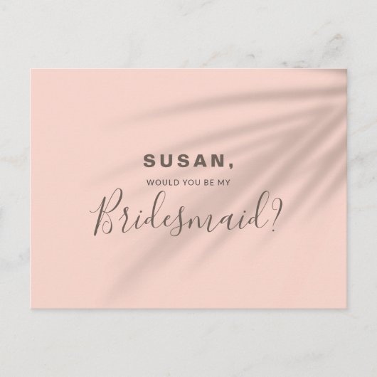 Werden Sie meine Bridesmaid Golden Hour Pink Card  Ankündigungspostkarte (Vorderseite)