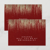 Werden Sie meine Bridesmaid Golden Red Kraft sein? Einladung (Vorne/Hinten)