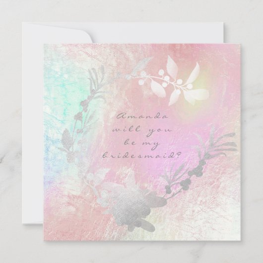 Werden Sie meine Bridesmaid Grau Silver Pearl Wrea Einladung (Vorderseite)