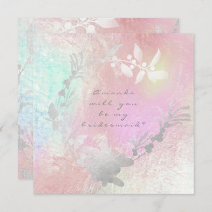 Werden Sie meine Bridesmaid Grau Silver Pearl Wrea Einladung