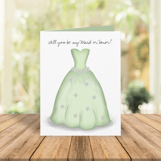Werden Sie meine Bridesmaid Green Water Card sein? Karte