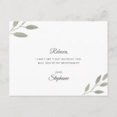 Werden Sie meine Bridesmaid-Grüne Eukalyptus sein? Ankündigungspostkarte (Rückseite)