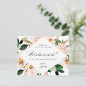 Werden Sie meine Bridesmaid Hydrangea Blush Floral Einladungspostkarte (Stehend Vorderseite)