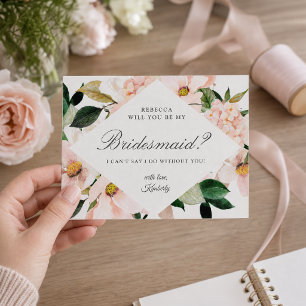 Werden Sie meine Bridesmaid Hydrangea Blush Floral Einladungspostkarte