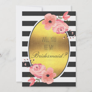Werden Sie meine Bridesmaid Imitats Gold Foil Blum Einladung