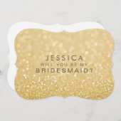 Werden Sie meine Bridesmaid Imitats Gold Glitzer C Einladung (Vorne/Hinten)