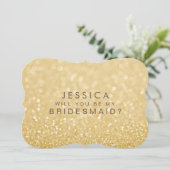 Werden Sie meine Bridesmaid Imitats Gold Glitzer C Einladung (Stehend Vorderseite)