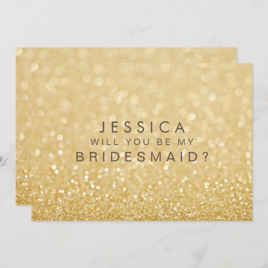 Werden Sie meine Bridesmaid Imitats Gold Glitzer C Einladung (Vorne/Hinten)