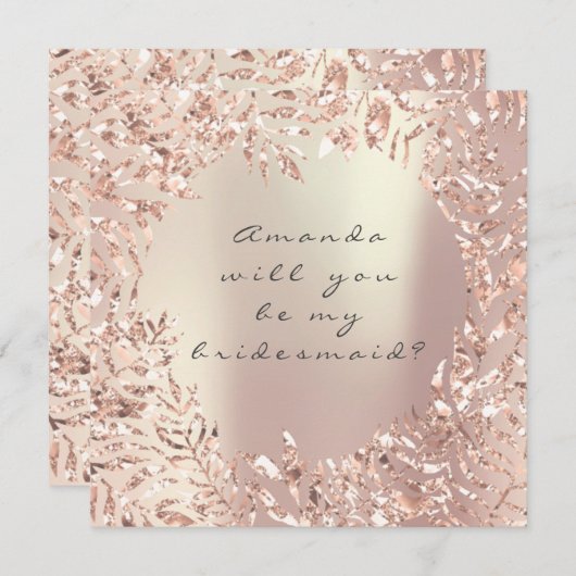 Werden Sie meine Bridesmaid in der Rose Gold Flora Einladung (Vorne/Hinten)