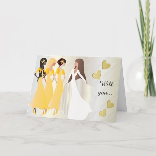 Werden Sie meine Bridesmaid in Sunshine Yellow sei Einladung (Vorderseite)