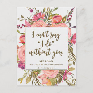 Werden Sie meine Bridesmaid-Karte boho floral Einladungspostkarte