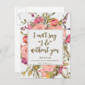 Werden Sie meine Bridesmaid-Karte boho floral Einladungspostkarte (Vorne/Hinten)