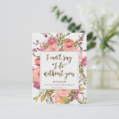 Werden Sie meine Bridesmaid-Karte boho floral Einladungspostkarte (Stehend Vorderseite)