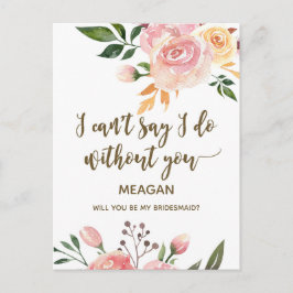 Werden Sie meine Bridesmaid-Karte boho floral Einladungspostkarte