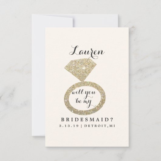 Werden Sie meine Bridesmaid-Karte - Glit Ring Blin Einladung (Vorderseite)