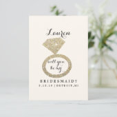Werden Sie meine Bridesmaid-Karte - Glit Ring Blin Einladung (Stehend Vorderseite)