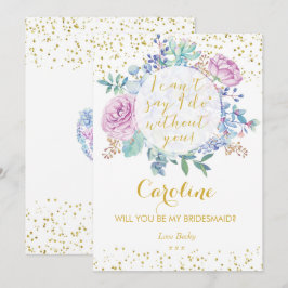 Werden Sie meine Bridesmaid-Karte Gold Glitzer flo Einladung