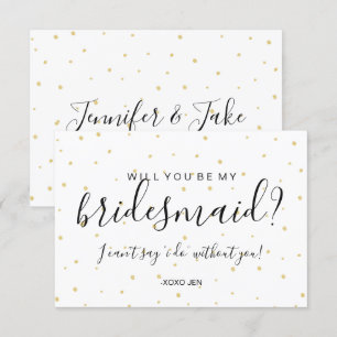 Werden Sie meine Bridesmaid-Karte - Goldpunkte wei Einladung