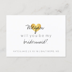 Werden Sie meine Bridesmaid-Karte - Herz Fab2 Gold Einladung
